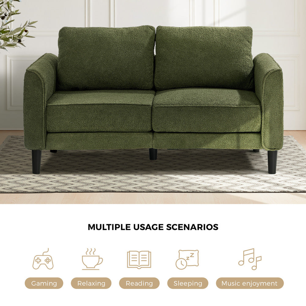 Oikiture 2 Seater Sofa 150cm Boucle Seat Green