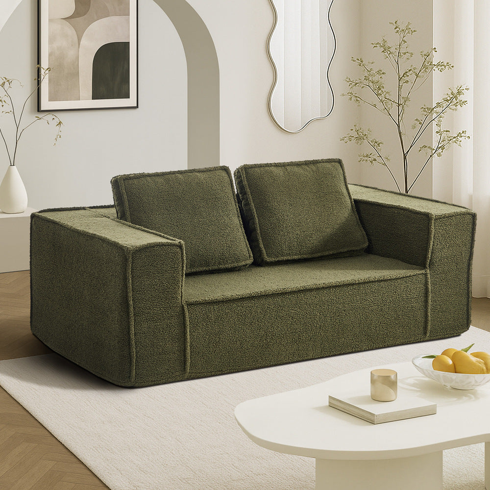 2-Seater Compressed Sofa in a Box Couch Sherpa Green