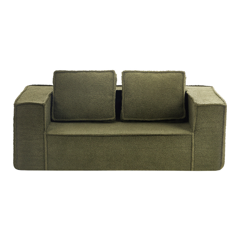 2-Seater Compressed Sofa in a Box Couch Sherpa Green