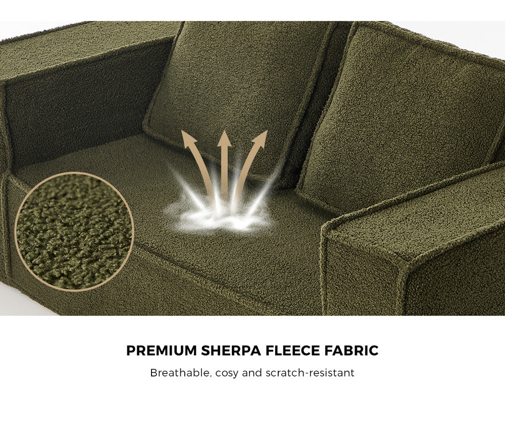 2-Seater Compressed Sofa in a Box Couch Sherpa Green