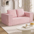 Oikiture Compressed Foam Sofa 2 Seater Pink Couch Corduroy