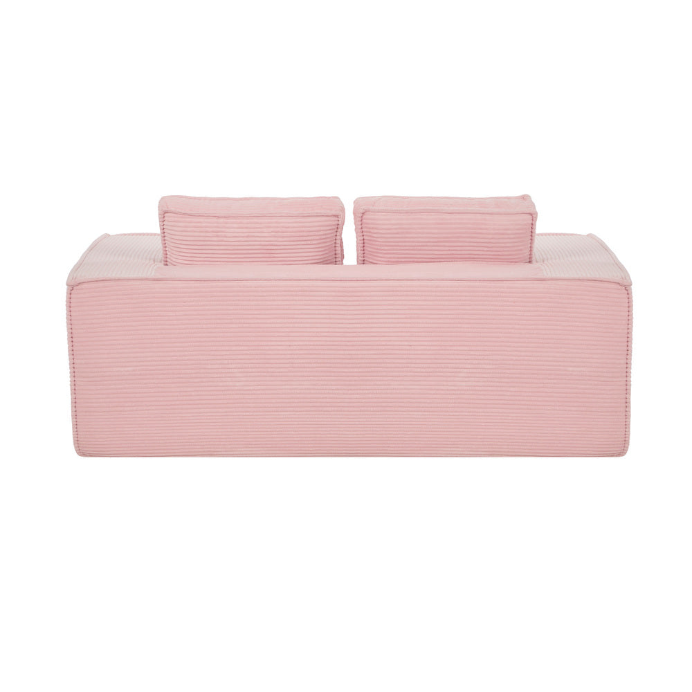 Oikiture Compressed Foam Sofa 2 Seater Pink Couch Corduroy