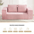 Oikiture Compressed Foam Sofa 2 Seater Pink Couch Corduroy