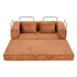 Convertible Sofa Bed Chenille Sleeper Couch Burnt Orange
