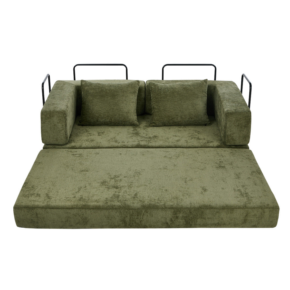Convertible LOFT Sofa Bed Futon Pull Out Couch Chenille Green