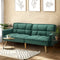 3 Seater Velvet Sofa Bed Green Adjustable Convertible Couch