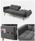 Sofa Bed Convertible Velvet 3-Seater Grey