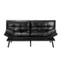 Oikiture Sofa Bed Futon Lounge Couch Convertible Leather 3-Seater Black