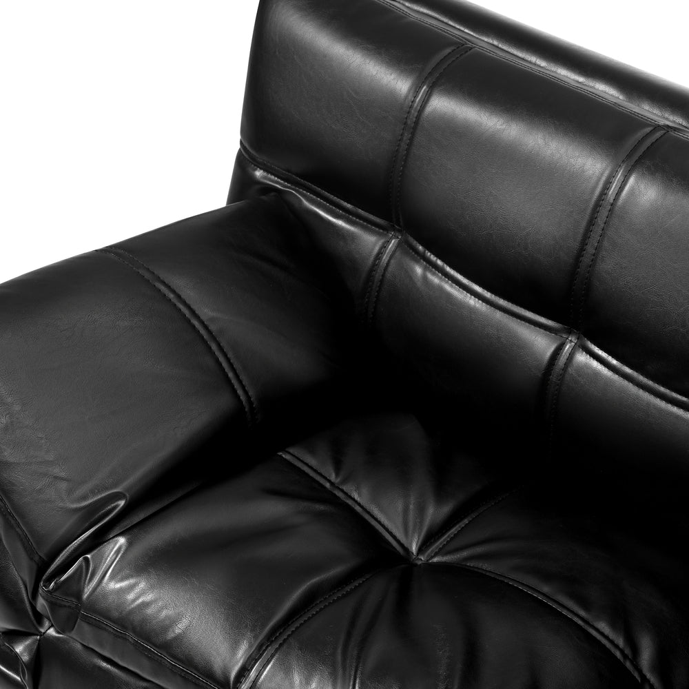 Oikiture Sofa Bed Futon Lounge Couch Convertible Leather 3-Seater Black