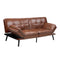 Oikiture Sofa Bed 3-Seater Convertible Leather Brown