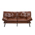 Oikiture Sofa Bed 3-Seater Convertible Leather Brown