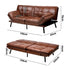 Oikiture Sofa Bed 3-Seater Convertible Leather Brown