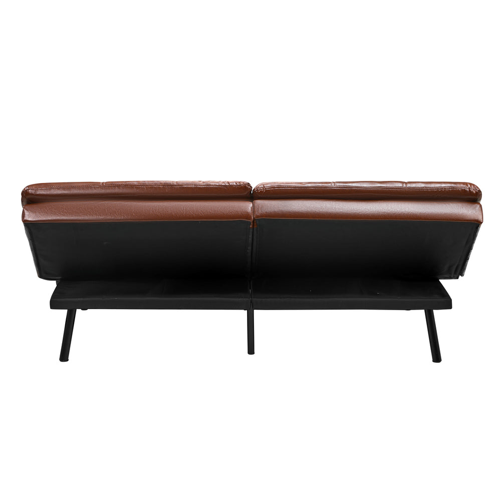 Oikiture Sofa Bed 3-Seater Convertible Leather Brown