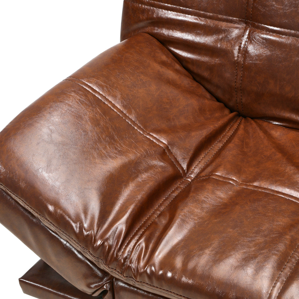 Oikiture Sofa Bed 3-Seater Convertible Leather Brown