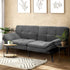 Oikiture Sofa Bed Futon Lounge Couch Convertible Polyester 3-Seater Grey