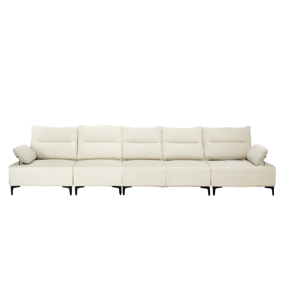 5 Seater Sofa Couch Chenille Adjustable Armrest Chair Beige