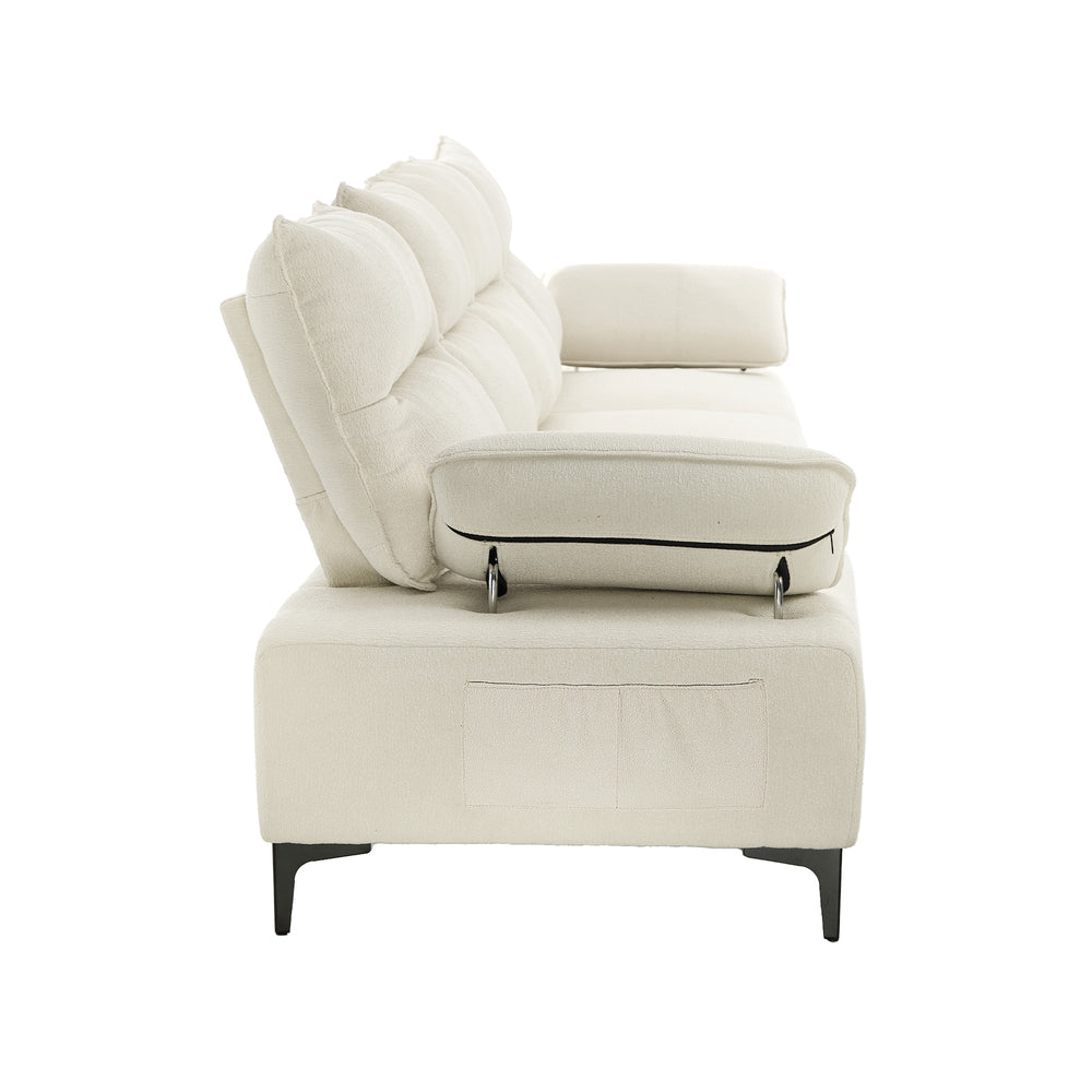 4 Seater Sofa Couch Chenille Adjustable Armrest Chair Beige