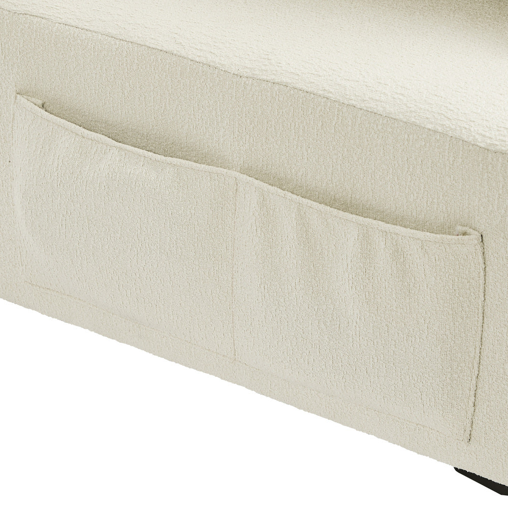 3 Seater Couch Sofa Chenille Adjustable Armrest Beige