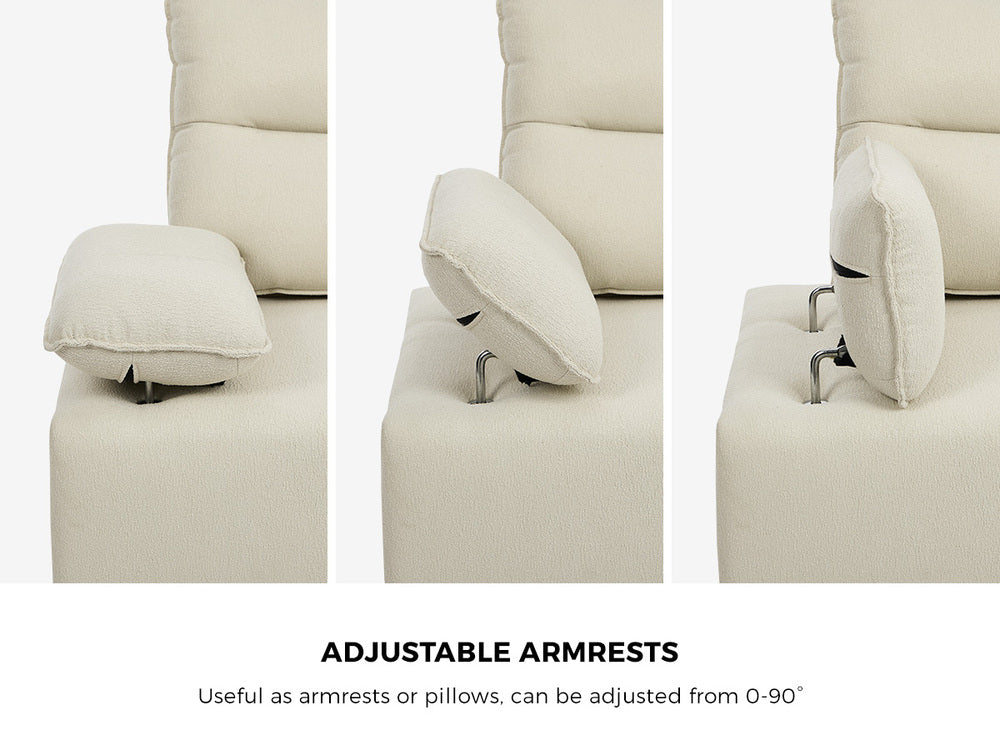 4 Seater Chenille Modular Sofa Adjustable Armrest Ottoman