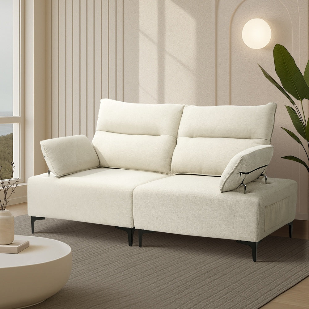 2 Seater Love Seat Couch Sofa Lounge Side Pocket Armrest