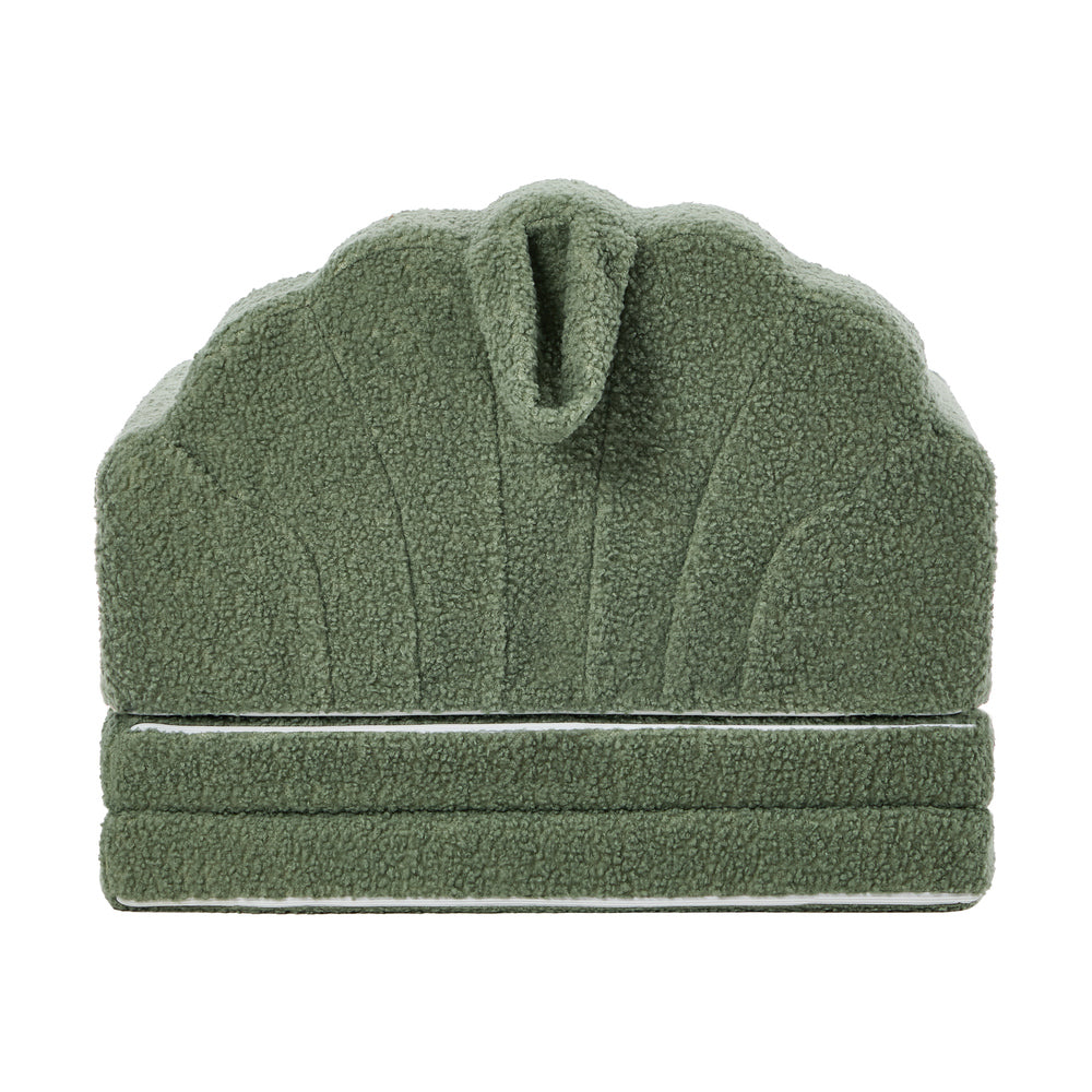 Shell Kids Fold Out Sofa & Bed Sherpa Boucle Green