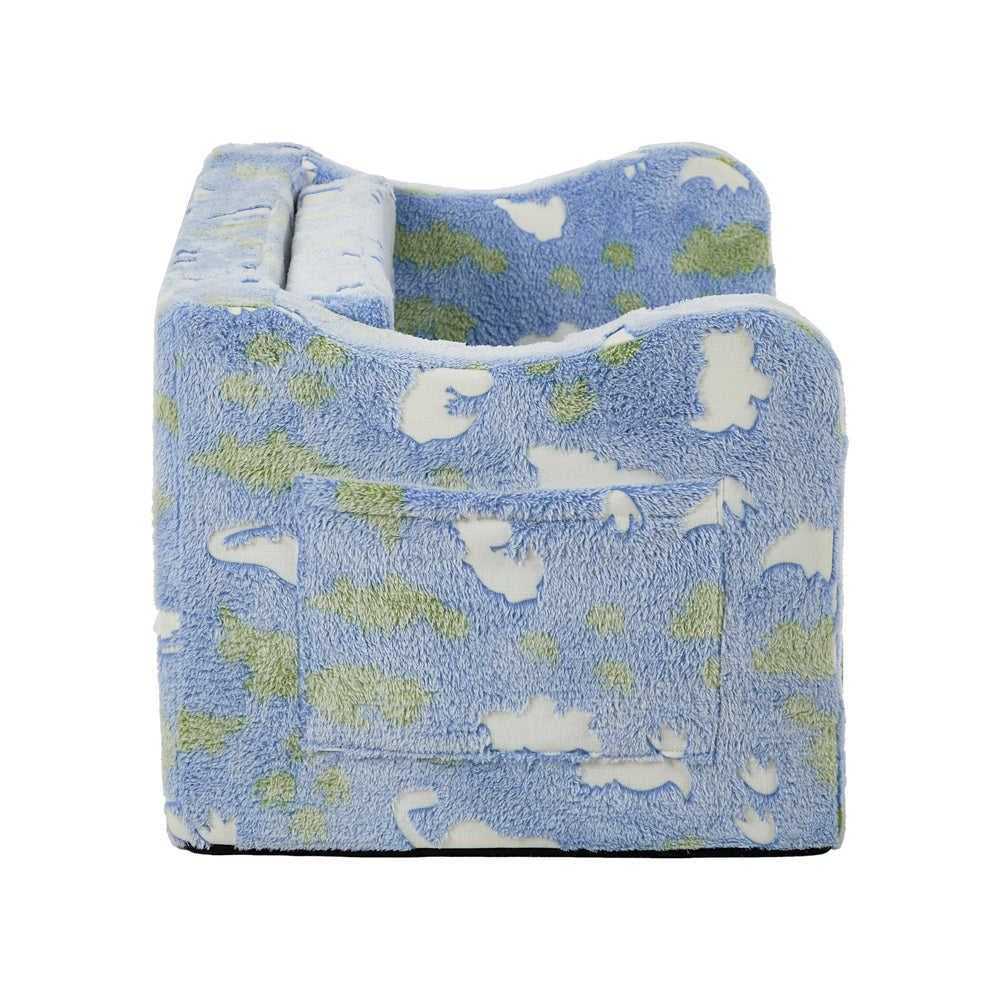 Oikiture Kids Fold Out Sofa Bed Dinosaur Flannel Blue