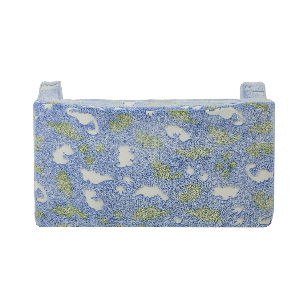 Oikiture Kids Fold Out Sofa Bed Dinosaur Flannel Blue
