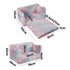 Oikiture Kids Fold Out Sofa Bed Dinosaur Flannel Pink