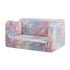 Oikiture Kids Fold Out Sofa Bed Dinosaur Flannel Pink