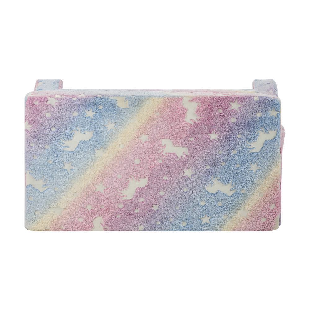 Oikiture Kids Fold Out Sofa Bed Dinosaur Flannel Pink