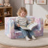 Oikiture Kids Fold Out Sofa Bed Dinosaur Flannel Pink