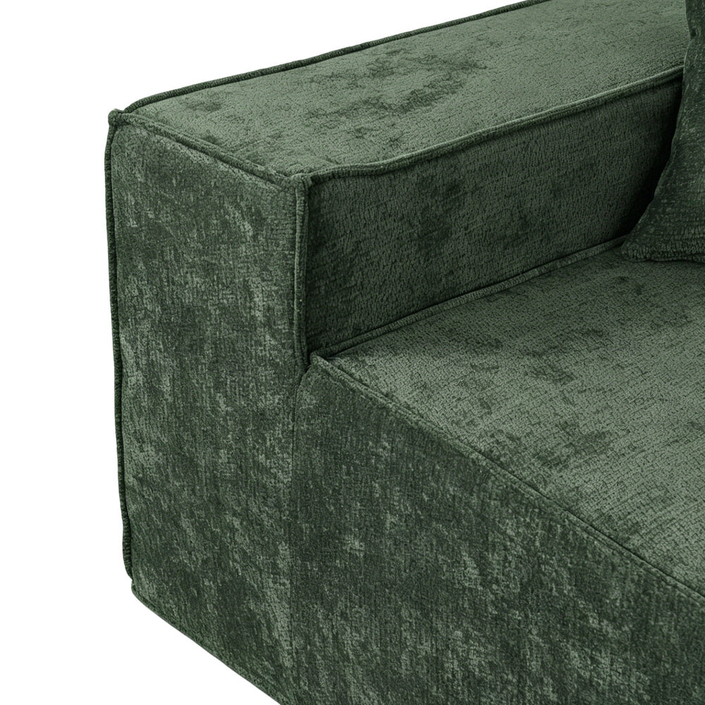 Oikiture 300cm Modular Sofa Compressed Convertible Chenille Green