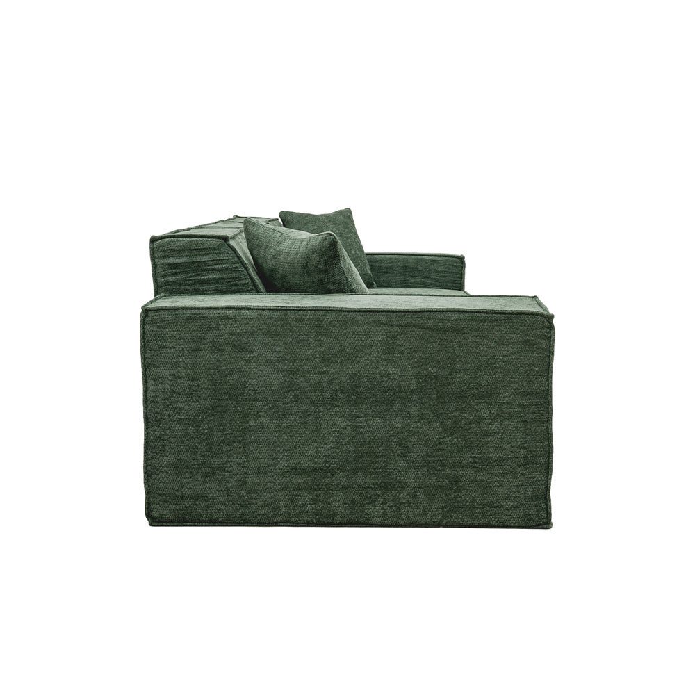Oikiture 300cm Modular Sofa Compressed Convertible Chenille Green