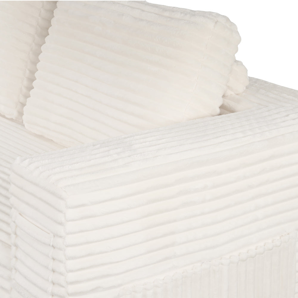 Oikiture L Shape Sofa Cloud Couch Chaise Corduroy Beige
