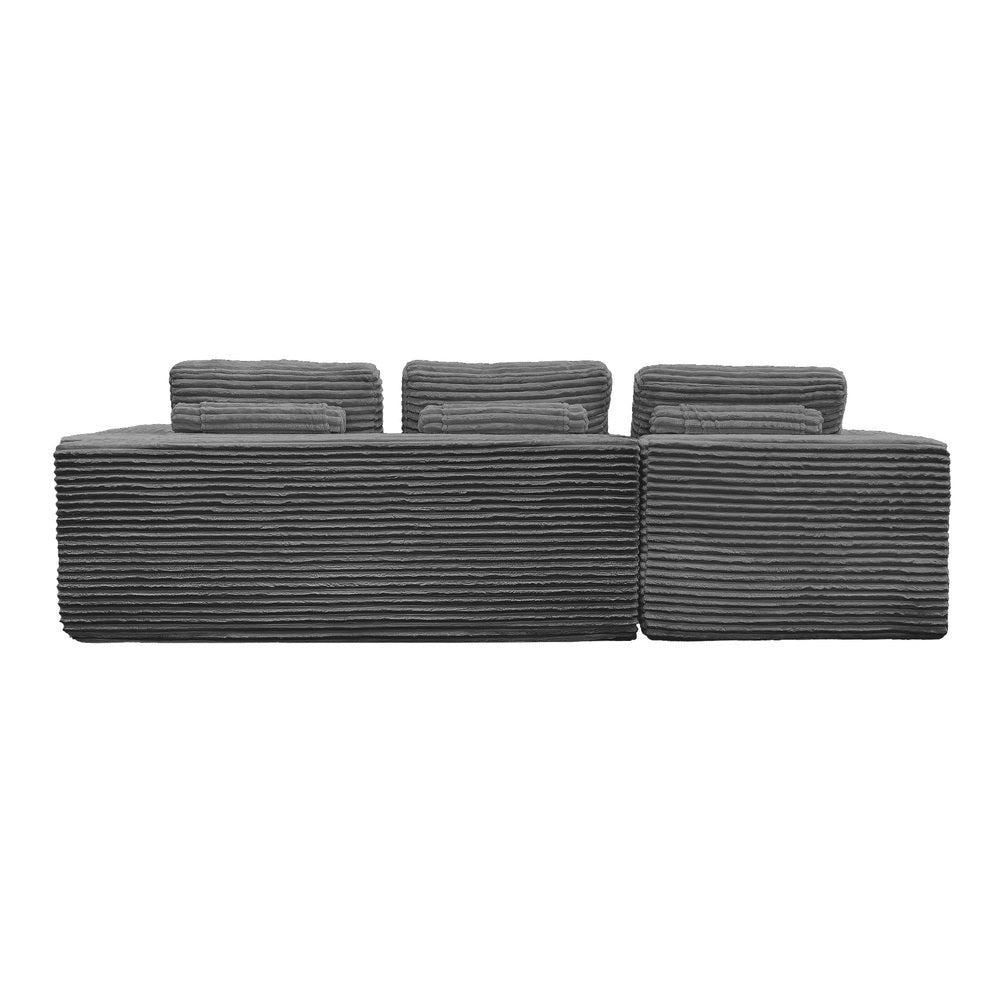Oikiture Modular L Shape Sofa Cloud Couch Chaise Corduroy Grey