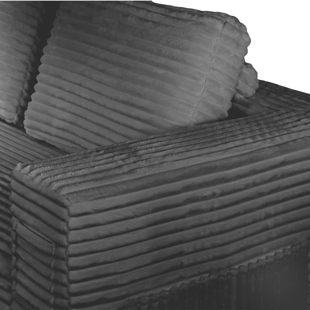 Oikiture Modular L Shape Sofa Cloud Couch Chaise Corduroy Grey