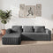 Oikiture Modular L Shape Sofa Cloud Couch Chaise Corduroy Grey