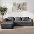Oikiture Modular L Shape Sofa Cloud Couch Chaise Corduroy Grey
