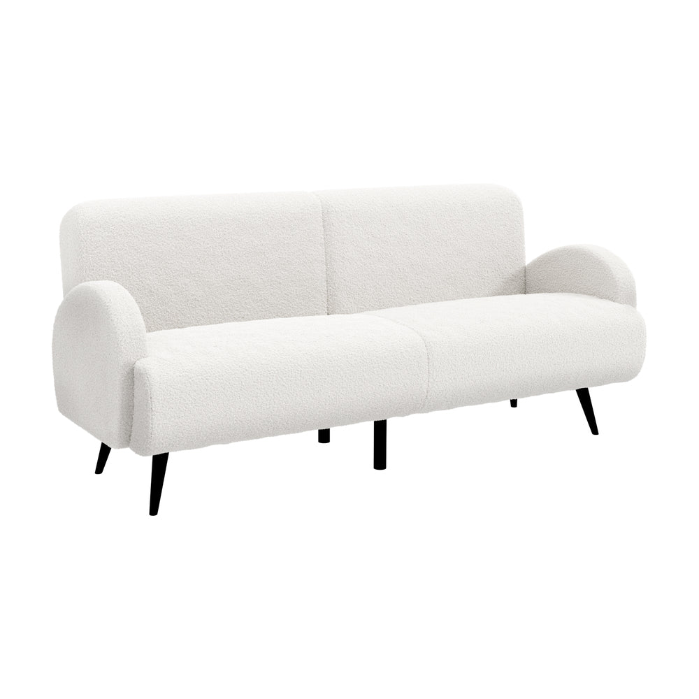 Oikiture Sherpa Sofa Luxury 3 Seater Fleece White