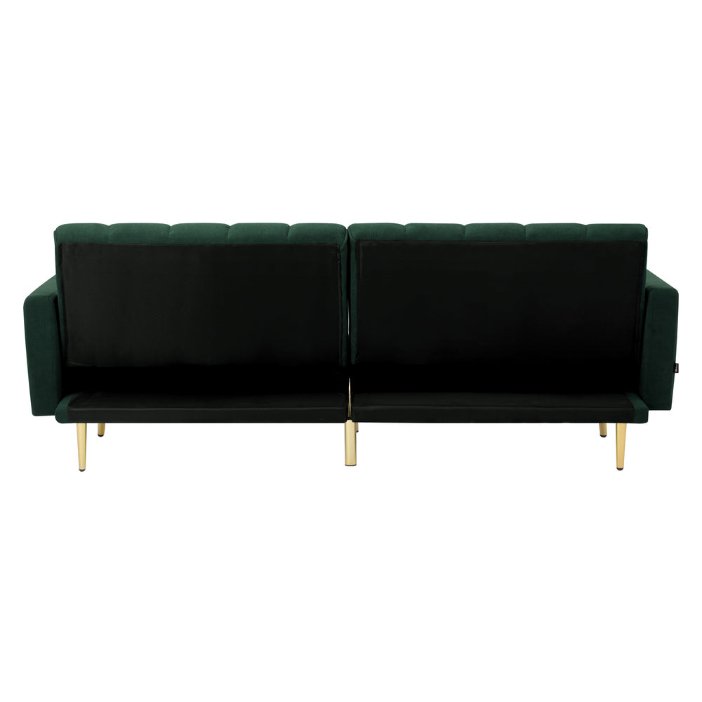 Oikiture 3 Seater Sofa Bed Convertible Velvet Green