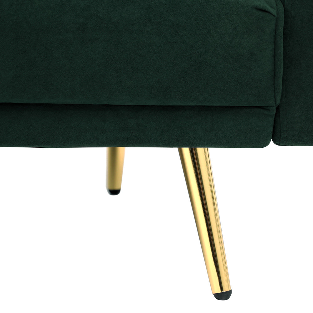 Oikiture 3 Seater Sofa Bed Convertible Velvet Green