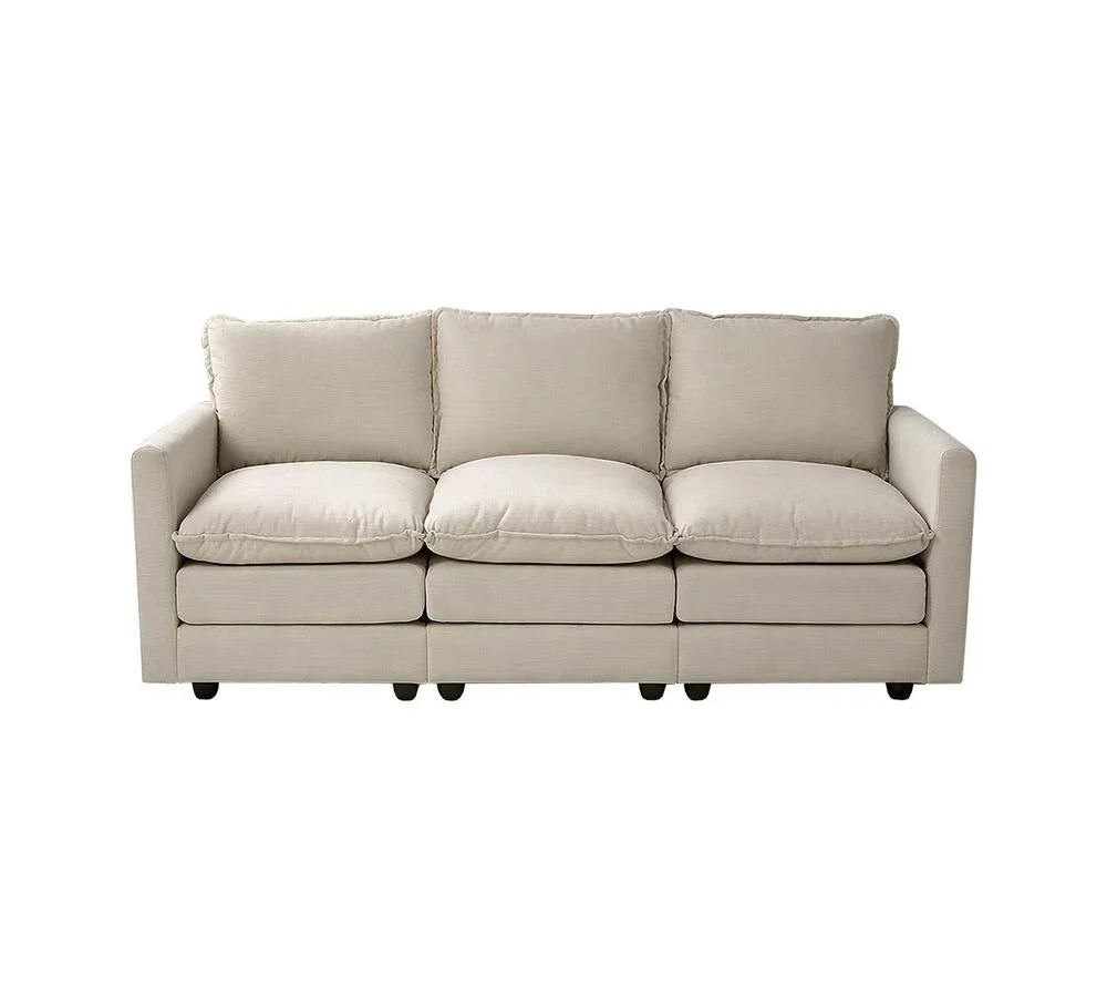 3 Seater Sofa Couch Lounge Thick Cushion Futon Corduroy Beige