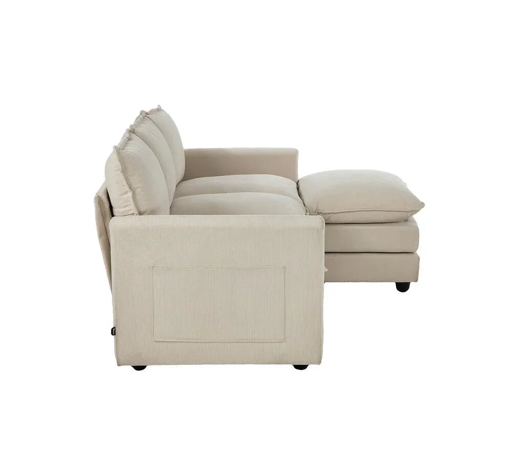 Sofa Set Modular Couch with Ottoman Thick Cushion Corduroy