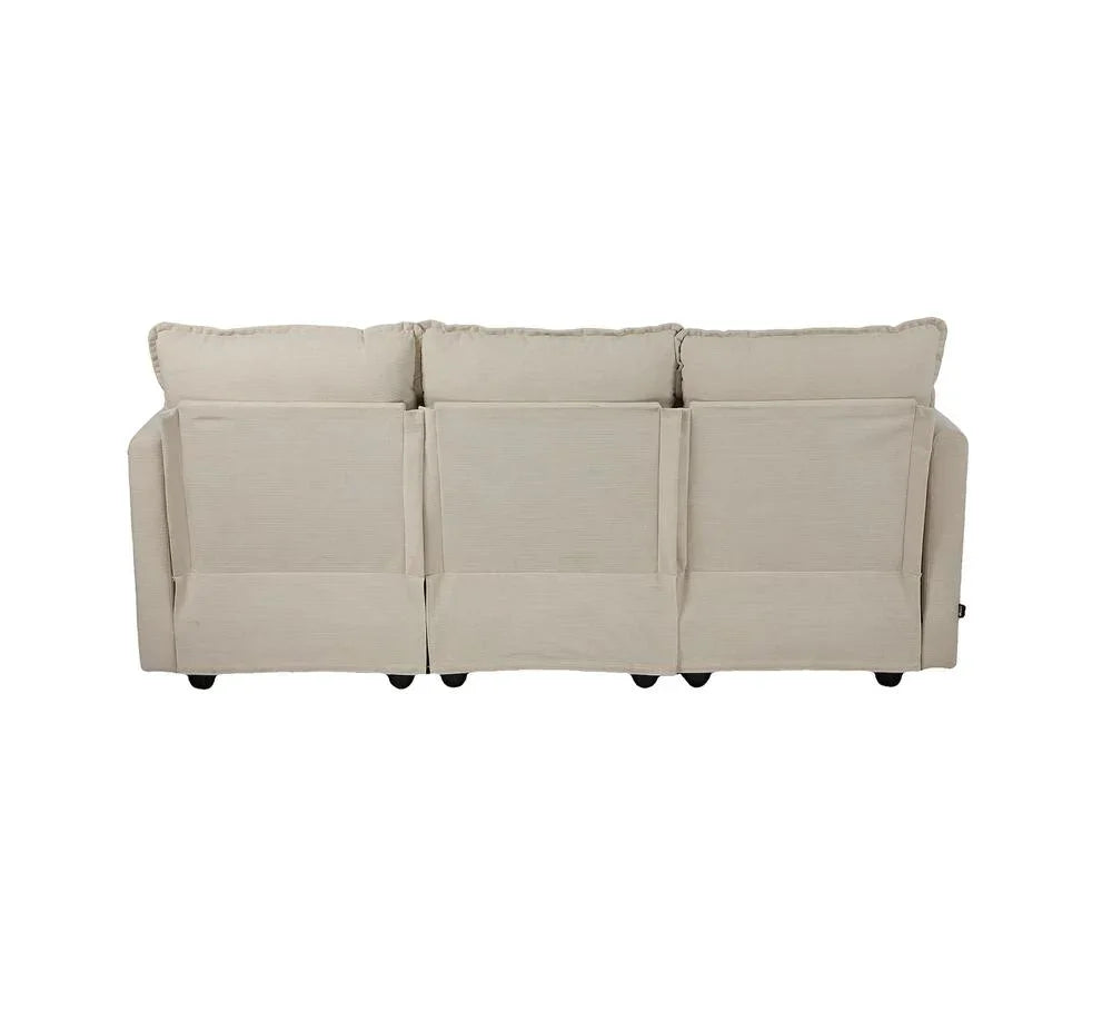 3 Seater Sofa Couch Lounge Thick Cushion Futon Corduroy Beige