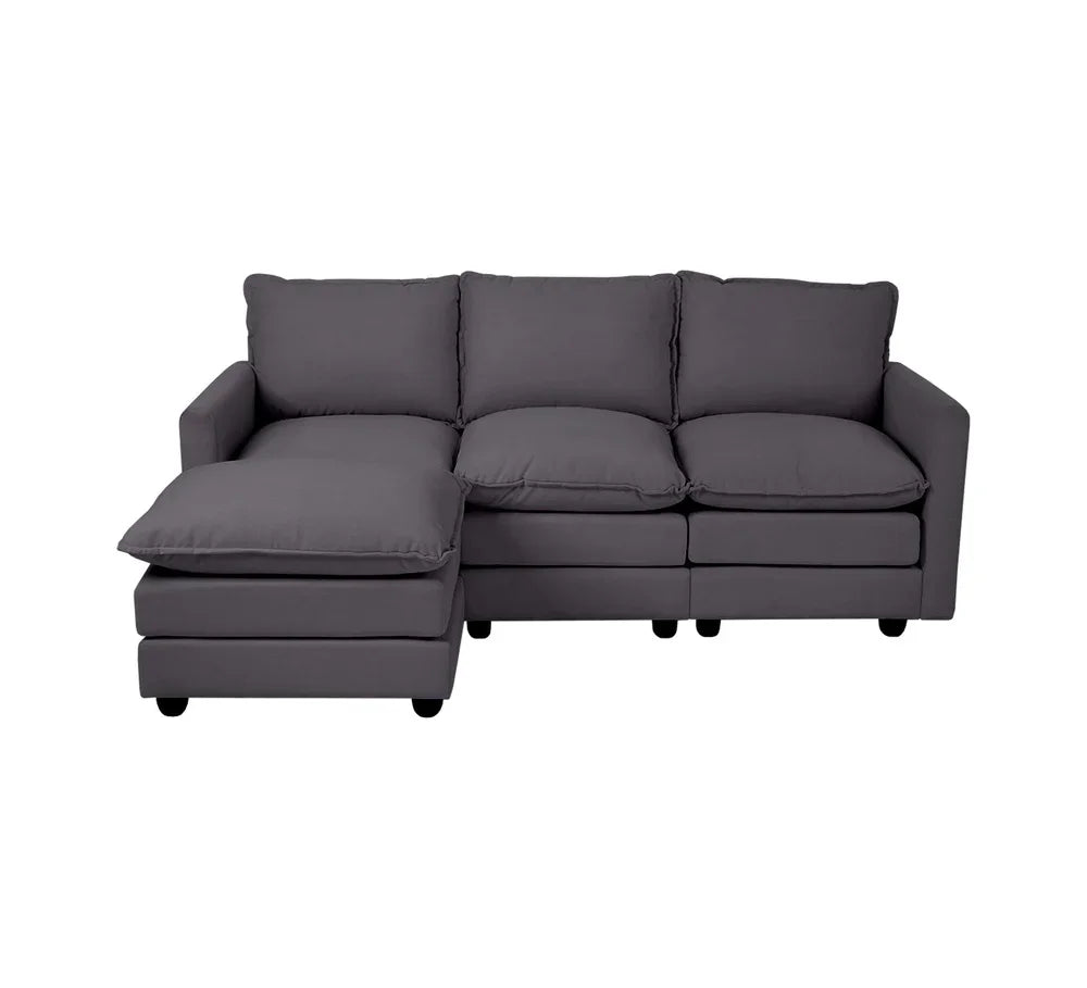 Sofa Set Modular Couch Ottoman Lounge Thick Cushion Grey