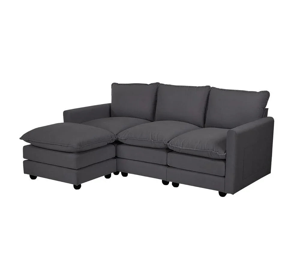 Sofa Set Modular Couch Ottoman Lounge Thick Cushion Grey