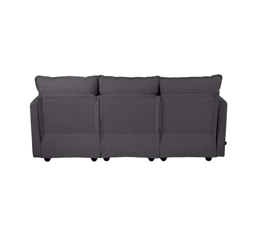 3 Seater Sofa Couch Lounge Thick Cushion Futon Corduroy Grey