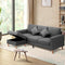 3 Seater Velvet Sofa with Storage Ottoman Grey