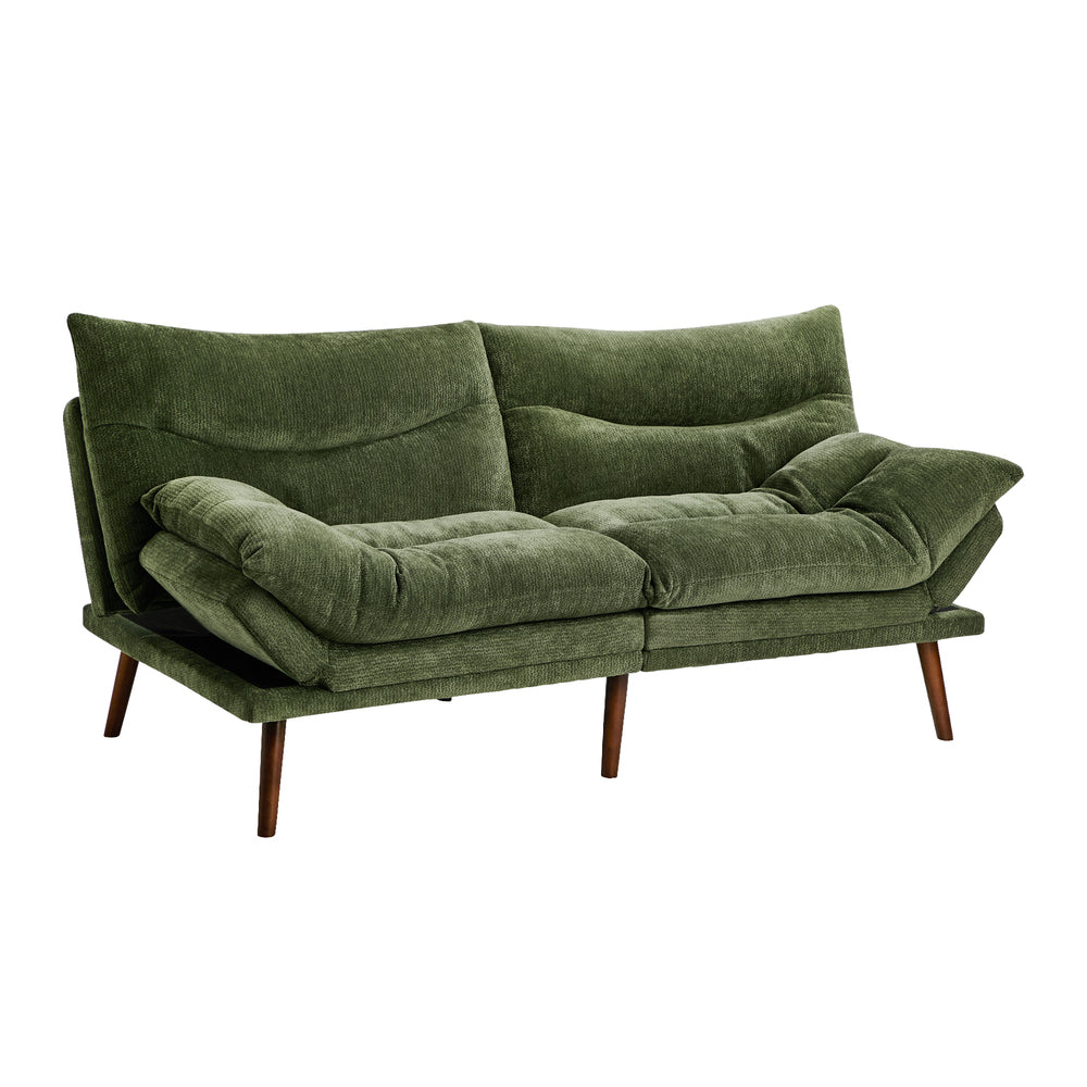 3 Seater Sofa Bed Recliner Convertible Chenille Green Beds