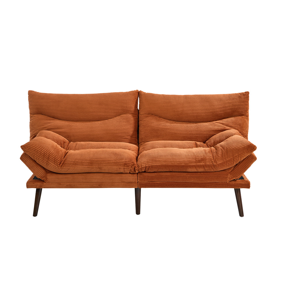 Oikiture Sofa Bed Recliner Couch Convertible Corduroy Burnt Orange